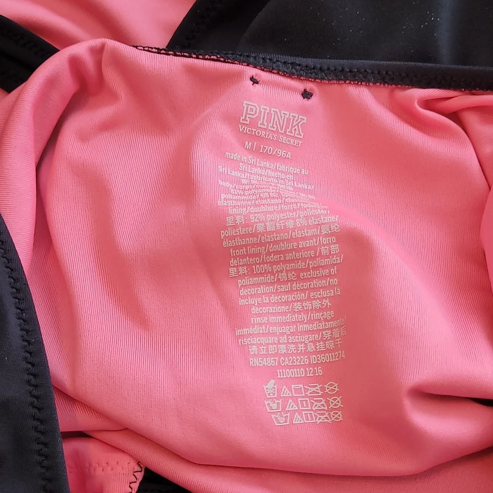 Pink Victoria’s Secret Black Tie Front One Piece Swimsuit Size Medium - Picture 11 of 11